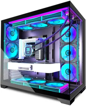 B0fsl573yg Ansaite K9 Pc Case Mid-tower 9 Pwm Argb Fans Tempered Glass Usb-c 420/360mm