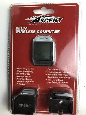 00097 Ascent New Delta Wireless Computer For Bicycles Speed Distance Timer Clock Bike
