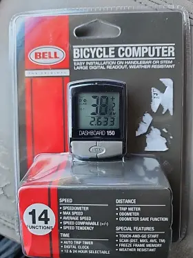 7070593 Bell 14 Functions 150 Bicycle Computer Easy To Install Handlebar Or Stem New