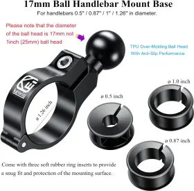 Brcovan 711181522228 Aluminum Alloy Mount Base With 0.67ftft 17mm Tpu Ball For Handlebar Roun #2