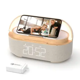 Colsur 757377381453 Bluetooth Speaker Alarm Clock With Wireless Charger Fm Radio Adjusta