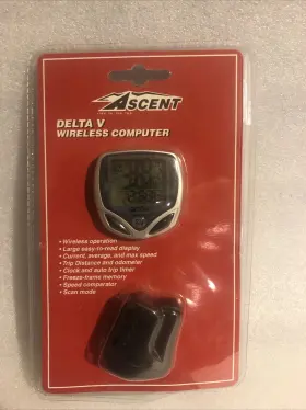 40-1299 Delta Ascent V Wireless Cyclocomputer Trip Distance Odometer Speed Biking Cycle