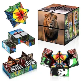 0517e Euclidean Cube 2 In 1 Star Magic Set Fidget Toy For Kids 2.2 Inches Multicolor
