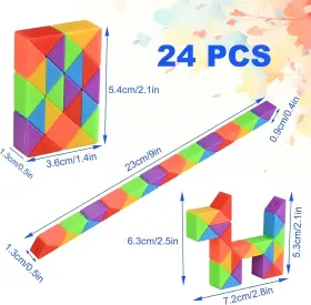 Aggocr6002 Goldge 15 Pack Mini Fidget Snake Cube Puzzle Toys - Party Favors And Goodie #2