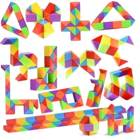 Aggocr9002 Goldge 24 Pack Mini Fidget Snake Cube Puzzle Toys - 10.16 Mm Rainbow Colors