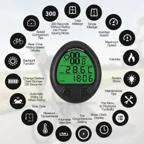 Heyuedajk 766366910918 Wired Bike Computer Mph Km H Bicycle Digital Lcd Backlight #3