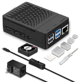 B0963hhswk Iuniker 20w 5v 4a Raspberry Pi 4 Case Power Supply With Heatsink And 40mm Fan