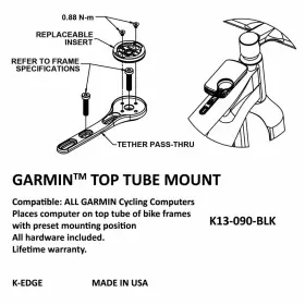K13-090-blk K-edge Top Tube Computer Mount - Garmin Black #2