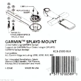 K13-2500-blk K-edge Garmin Splayd Bicycle Race Integrated Handlebar / Stem Mount - Black #3