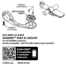 K13-4505-31.8-blk K-edge Garmin Max Xl Mount - 31.8 Black #2