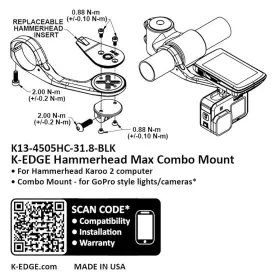 K13-4505hc-31.8-blk K-edge Hammerhead Max Xl Combo Mount - 31.8mm Black Anodize #3
