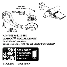 K13-4505w-31.8-blk K-edge Wahoo Max Xl Mount 31.8mm Black Anodized #2