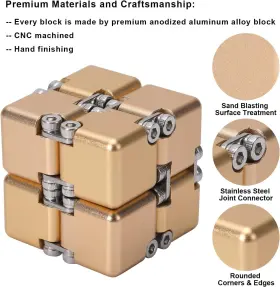 Lifidea 658906326238 Aluminum Alloy Metal Infinity Cube Fidget 6 Colors Handheld Gold #2