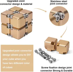 Lifidea 658906326238 Aluminum Alloy Metal Infinity Cube Fidget 6 Colors Handheld Gold #3