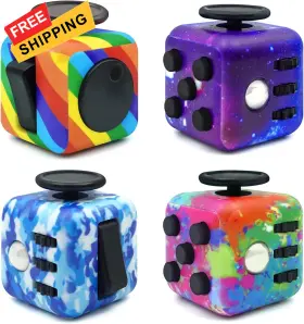 L-fc-4p Lollyx Fidget Toy Cube 4 Pack Anxiety Relief Toys For Kids And