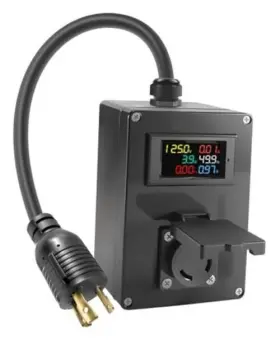 Acpmlplr1204 Mechronixgo 30a Ac Power Meter 125v L5-30p To L5-30r Generator Plug-in Energy Monitor