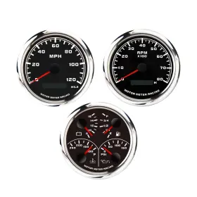 Motor Meter Racing 710139838035 W Pro Series 3 Gauge Set 110mm 4-3/8 Inch Gps Speedometer Tac