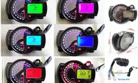 132244 Samdo Motorcycle Speedometer 299 Kmh Mph 7 Color 14000rpm Tachometer Atv Black