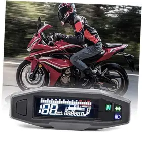 Seclude 614162272368 Universal Motorcycle Speedometer 6 Gear 12000 Rpm Km/h Mph Lcd Va