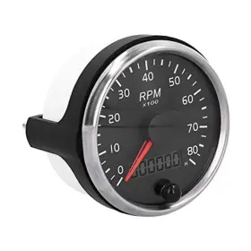 Srliyaemv7a36c9p Srliya 3.3in 12v/24v Tachometer 0-8000rpm Tacho Rpm Gauge Lcd Hourmeter Amber White