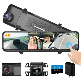 S9-ins102 Stonvue 4k 3 Channel Mirror Dash Cam 11 Inch Triple Rear View Camera-open Box
