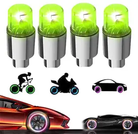 Yuerwover001 Yuerwover 627785427398 4 Pack Led Valve Stem Caps Lights For Car Tires Wheel 4-green