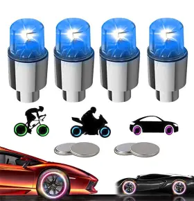 Yuerwover001 Yuerwover 627785427435 Led Tire Lights For Car 4 Pack Trucks Valve Stem Caps Bike O-blue