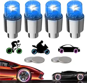 4-blue Yuerwover C-bl-4 4 Pack Led Valve Stem Caps Lights For Car Tires Wheel Assemblies Light