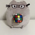 Gund Pusheen With Rubik's Cube Plush Stuffed Animal Cat Gray 9.5". Fixed Price $29.99.