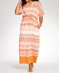 Dreams & Co. Plus Size Sugar Coral Wave Knit Kaftan Lounger 4X(34/36). Fixed Price $29.99.