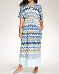 Dreams & Co. Plus Size Pretty Blue Wave Knit Kaftan Lounger 4X(34/36). Fixed Price $29.99.