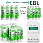 Ebl Aa, Aaa Ni-mh Rechargeable Batteries /optional Charger Lot 1100 2800MAH. Fixed Price $23.99.